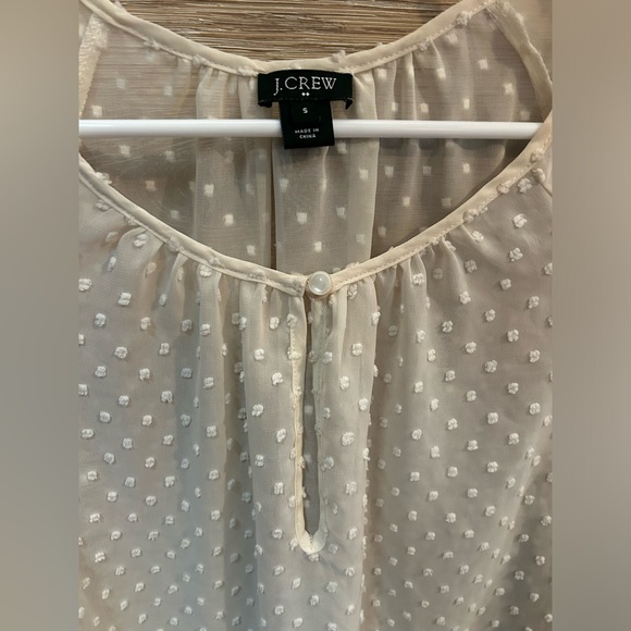 📦LAST CHANCE: Donating📦 J. Crew Cream Sheer Swiss Dot Long Sleeve Blouse - Picture 3 of 5